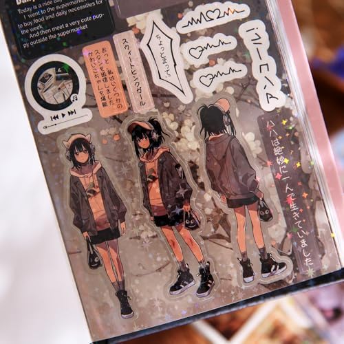 800 Pcs Japanese Manga Sticker Book, Heisei Retro Aesthetic Stickers for Journaling, 45 Sheets Pre-Cut Japanese Sticker Book for Adults, Scrapbook & Planner Decorative Stickers for DIY Crafts