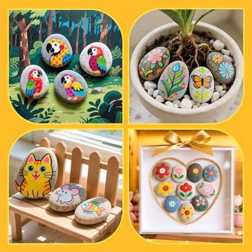 Simetufy 100Pcs River Rocks for Painting 3-4 Inch Large Flat Smooth Stones