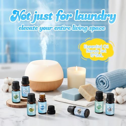 Clean Fragrance Oils Set for Diffuser, Essential Oils for Laundry