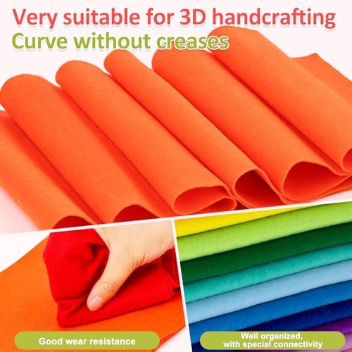 XSEINO 12 Rolls 8"x35" 1.4mm Thick Soft Felt Fabric Sheet 12 Assorted Gradient Series Colors Felt Pack for DIY Craft Sewing Squares Nonwoven Patchwork