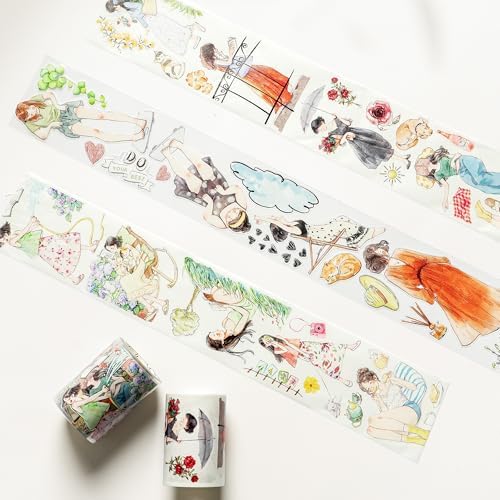 WT Pre-Cut Leisurely Days Washi Tape Roll, Original Designs, Decorative for Bible Journaling, Bullet Journals, Scrapbooks, Planners & DIY Craft Supplies