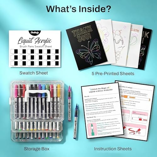 Chalkola 36 Acrylic Paint Markers Brush Tip for Adults, Kids Coloring Books