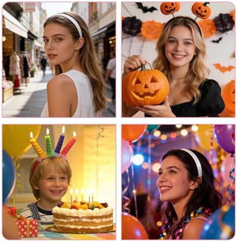 24PCS 1/2 Inch Plain White Plastic Headbands for Girls, No Teeth Smooth Hairbands, DIY Craft Hair Accessories for Daily Wear Party Decoration