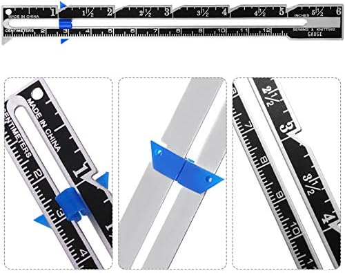 Frienda 2 Pieces Sewing Gauge with Sliding Marker, 5-in-1 Measuring Ruler