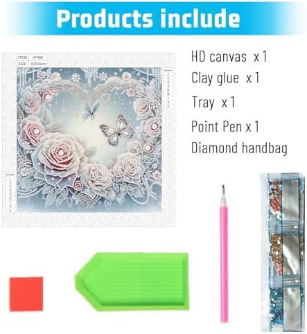 Diamond Art Painting Kits for Adults, 5D Special Shape Diamond Art Kits for Beginners, Crystal Rhinestones Diamond Art Painting for Home Wall Decoration Gift 12×12 inch, Flowers and Butterflies
