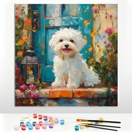 Pxzcrypha Dog Paint by Numbers Kit for Adults Beginner 16x16inch