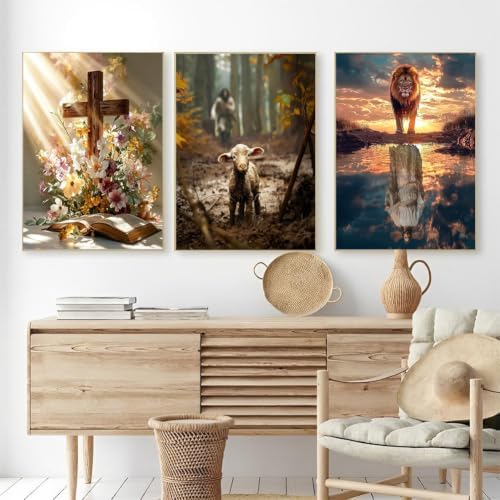 WNPOKN 3Pcs Religious Diamond Art Kits for Adults 12x16inch