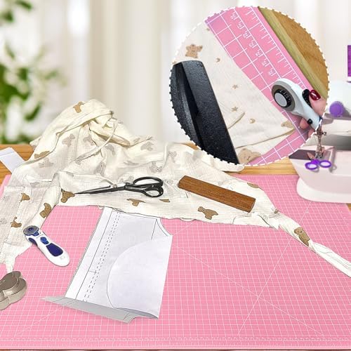 Double Sided Sewing Self Healing Cutting Mat 24 x 36 Inches, A1 Size Craft Sewing Cutting Mat for Crafts and Fabric, Purple & Pink Design