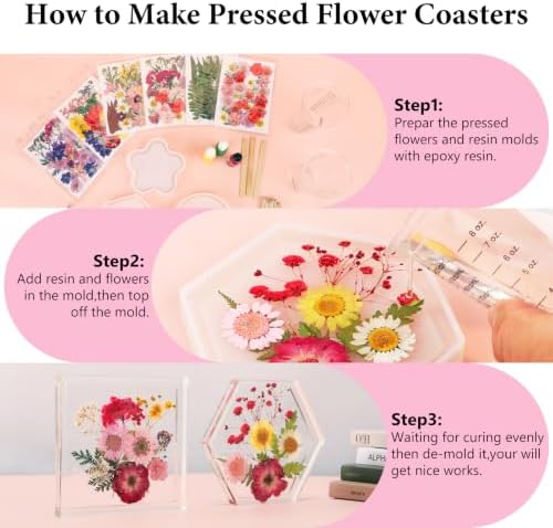 NESCCI 420 Pcs Dried Pressed Flowers for Resin,Real Nature Dried Flowers for Crafts Bulk Dry Flowers Leaves Kit Used for Resin Molds Scrapbooking DIY Art Crafts Candle Soap Making Nails Décor