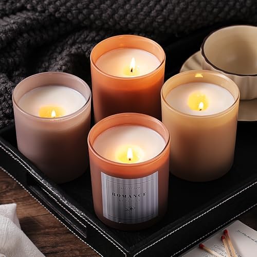 12Pcs Assorted Amber Candle Jars for Making Candles, 10oz Empty Jars with Bamboo Lids and Labels, Glass Candle Jars for Candle Making Supplies, Candle Containers for DIY Gifts