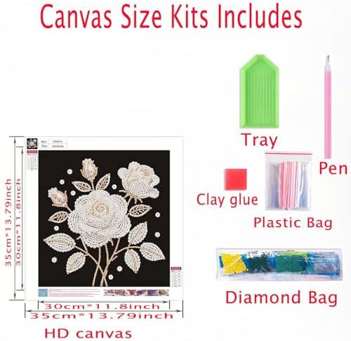 DIYBEADDOT Rose Flower Pearl Painting Kits for Adults,5D Diamond Art Pearl Painting Kits for Beginner, DIY Special Shape Pearl Gem Crafts for Home Wall Decor 11.8X11.8 Inch