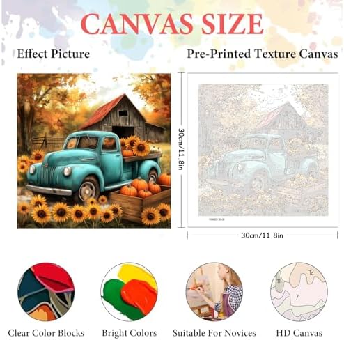 AIBOERL Paint by Numbers Kit for Adults Beginner,Fall Truck, 12X16In