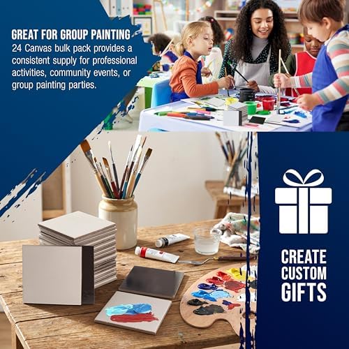 U.S. Art Supply Mini Magnetic Canvas Panels, 24 Pack, 2.5x2.5 Inch Square
