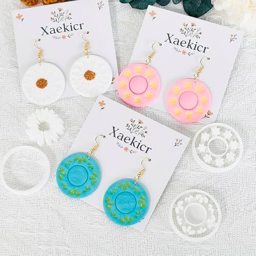 Xaekicr Round Floral Polymer Clay Cutters Set – Clay Earring Cutters for DIY Jewelry, Circle Flower Clay Tools for Earrings Making, Clay Molds for Polymer Clay Projects