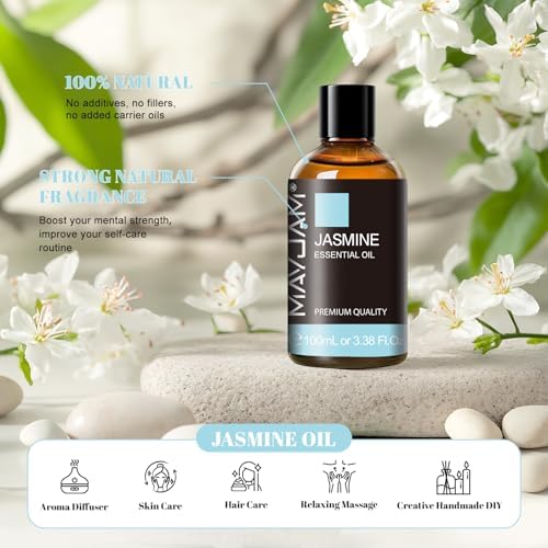 MAYJAM Jasmine Essential Oil for Diffuser, Jasmine Oil for Skin, 3.38FL.OZ