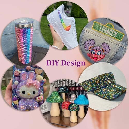6600Pcs Resin Rhinestones for Crafting with Tweezers, Mixed-Color 5mm Bedazzling Crystal with 1Pcs 10ml B7000 Jewelry Glue for DIY Crafts Clothing Tumblers Shoes Fabric Nail Art