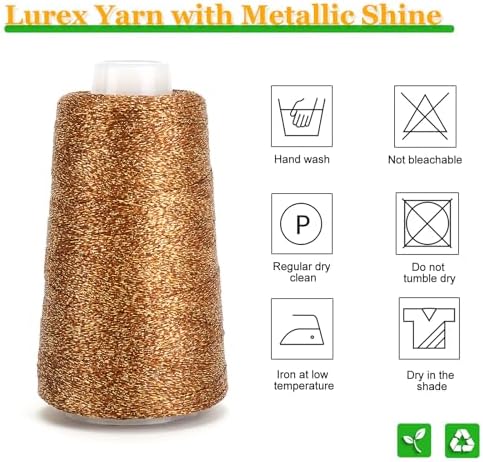 Metallic Crochet Thread, 80g Lurex Yarn for Charms(Brown)