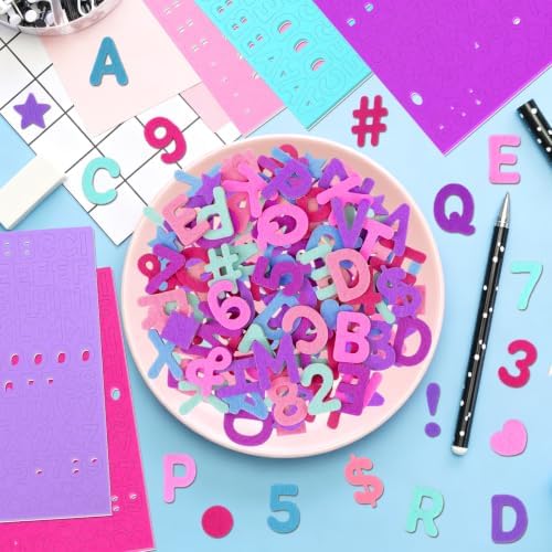 Felt Letters,686 Pcs Felt Stickers 1 Inch Alphabet Number Sticker(Pink)