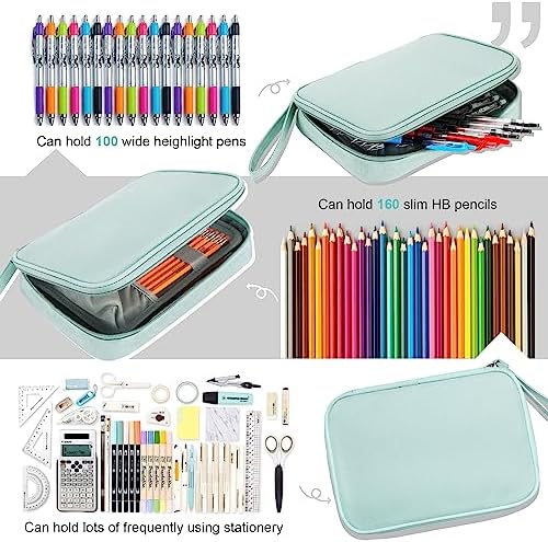 Zannaki Big Capacity Storage Pouch Marker Pen Pencil Case Simple Stationery Bag Box Art Tool & Sketch Storage Boxes for Bullet Journal Middle High School Office College Student Girl Women Adult Teen
