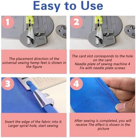 TOOVREN Sewing Rolled Hemmer Foot 8PCS Rolled Hem Presser Foot 3/4/5/6/7/8/9/10mm 8 Sizes Wide Rolling Hem Foot Sewing Machine Presser Feet Hemmer Home Industrial Curved Scroll Hemming Feet