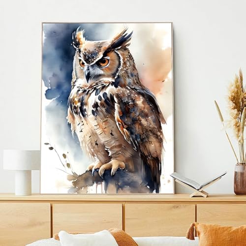 xcemhil Owl Paint by Numbers Kit for Adults Beginner, Owl Paint by Number for Adult, Acrylic Paint by Numbers Kits Suitable for Home Wall Art Decor Gifts 16x20 Inch