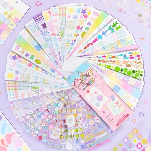 PRSTINCOL Cute Sticker Book, 30 Sheets Journaling and Scrapbooking Stickers, Letter and Decorative Self-Adhesive Stickers for Happy Planner, Scrapbook (Light Pink)