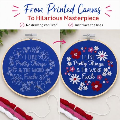 FUNATIC I Like Pretty Things and The Word Fuck Fun Embroidery Kit for Adult
