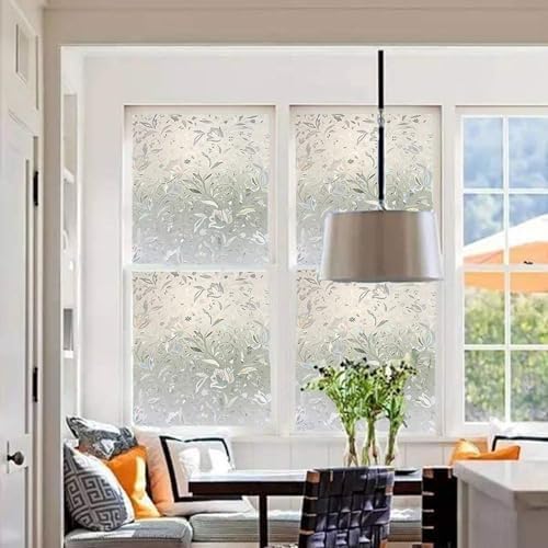 LEMON CLOUD Window Privacy Film, Tulip Stained Glass Sticker 23.6″ x 78.7″