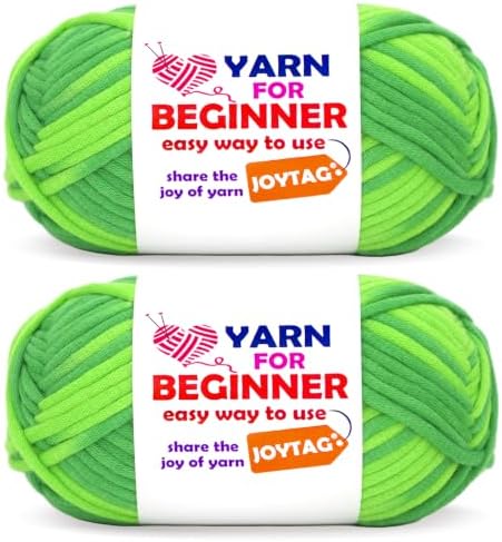 2 * 50g Rainbow Beginner Crochet Yarn for Crocheting and Knitting Multicolor Cotton Crochet Yarn for Beginners(Green Variegated)