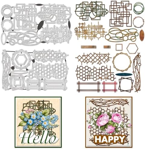BENECREAT Geometric Shaped Carbon Steel Cutting Dies, Border Theme Pattern Embossing Stencils Template for Making Photo Decorative Paper Scrapbooking, 0.08cm Thick