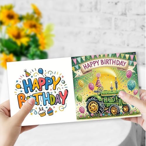 Zyvoreva 12 PCS 5D Diamond Painting Birthday Cards Kit, DIY Diamond Art Greeting Cards for Adults, Complete Hobby Craft Set for Card Making with Envelopes & Tools, Unique Handmade Gifts (Green)