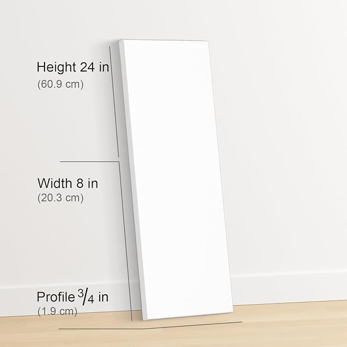 PHOENIX 8x24 Inch 3 Pack Artist Canvas - Long Skinny Stretched Canvases for Painting - 3/4 Inch Profile, 100% Cotton 11 Oz. Gesso Primed White Blank Professional Canvas Oil & Acrylic Paints