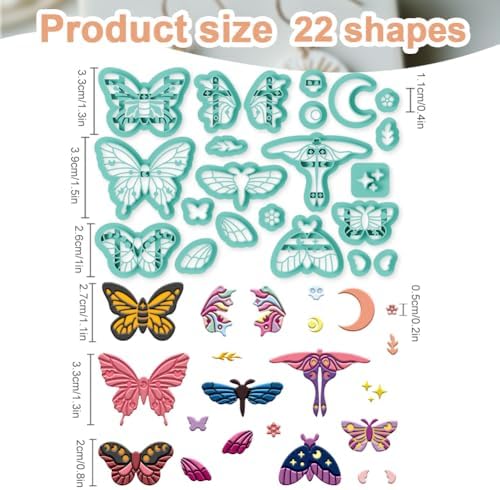 beinkmake 22Pcs Butterfly Polymer Clay Cutters Boho Clay Earrings Cutters