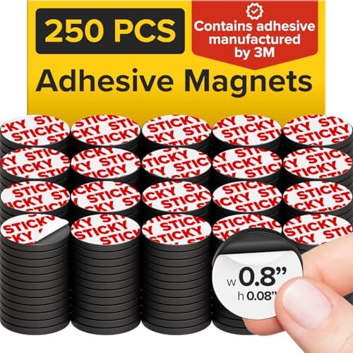 Sticky Flexible Adhesive Magnets for Crafts, 0.8"x0.08" (20x2mm), 250 pcs