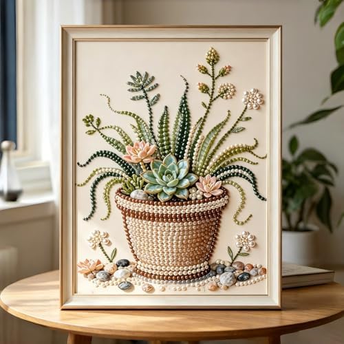Plant Pearl Painting Kits for Adults, Diamond Art Painting 12x16In