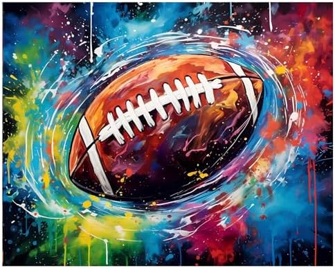 Reivworl Football Paint by Numbers Kit for Adults Beginner, 20" Wx16 L Football Paint by Number for Adult, Acrylic Painting Kits with Canvas for Gifts and Wall Decor
