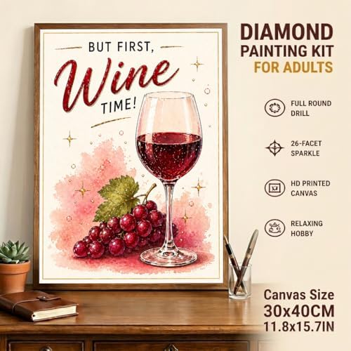 TOPCLTV Wine Glass Diamond Art Kits for Adults, 5D Bar Diamond Painting Kit