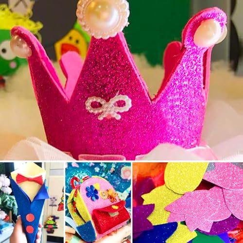 10 Sheets Glitter Cardstock Paper Self-adhesive Backs 30 X 20cm A4 Paper for Easter Father's Day Decor Table Decorations, DIY Crafts Card Scrapbook (Yellow)