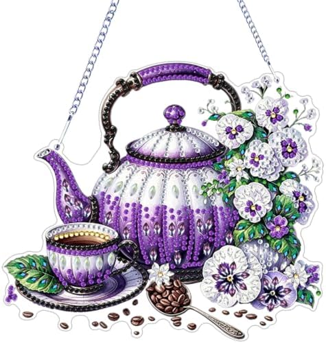 ARPADAMO teapot Diamond Art Kits for Adults, Acrylic Hanging Suncatcher
