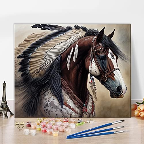 TUMOVO Native American Horse Paint by Numbers Craft Kit for Adults