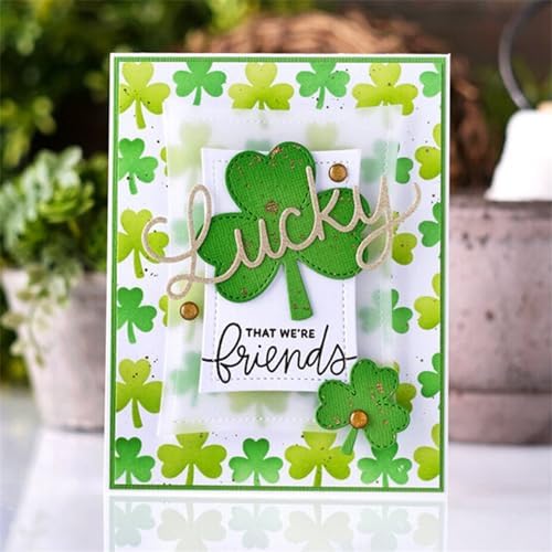 Scrapbooking Die-Cuts for Card Making, Christmas Metal Cutting Dies, Paper Craft Punch Template, Background Embossing Stencils, DIY Album Décor (Lucky Clover-9.6x12.6cm)