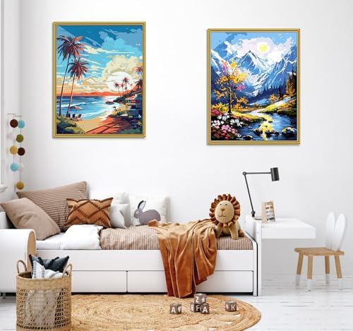 ZTOTZ Paint by Numbers kit for Adults Beach, Paint by The Numbers Beach Canvas, Seaside Landscape Acrylic Paint by Numbers kit for Adults for Decor 16x20in