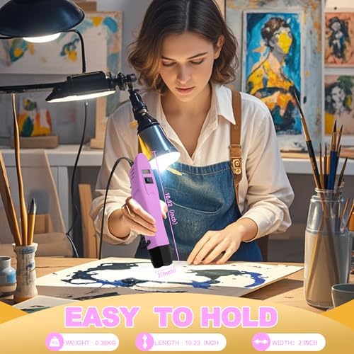 mofa Mini Variable Temp Heat Gun 350W 250℉~850℉(150℃- 450℃) Fast Heating,LCD Digital Display Hot Air Gun Tools with Reflector Nozzle&Tripod Overload Protection for Crafting,Embossing,Drying (Purple)