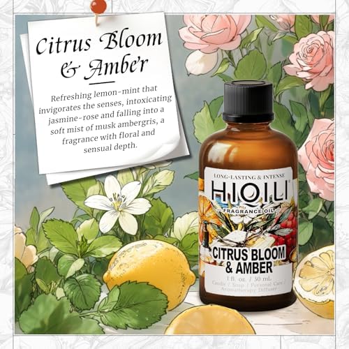 HIQILI Citrus Bloom & Amber Fragrance Oil for Candle, Soap & Diffuser