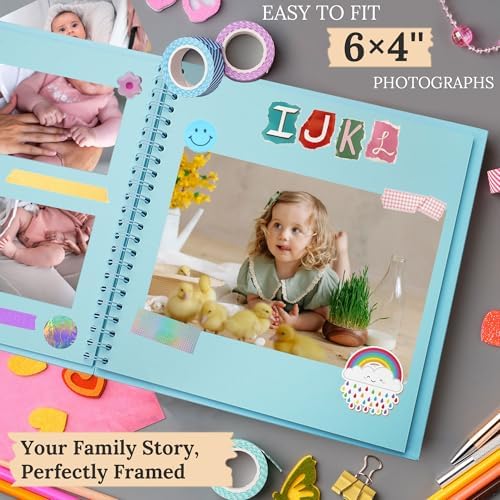 Scrapbook Photo Album 7"x7" 20 Sheets 40 Pages Hardcover Kraft Paper Khaki