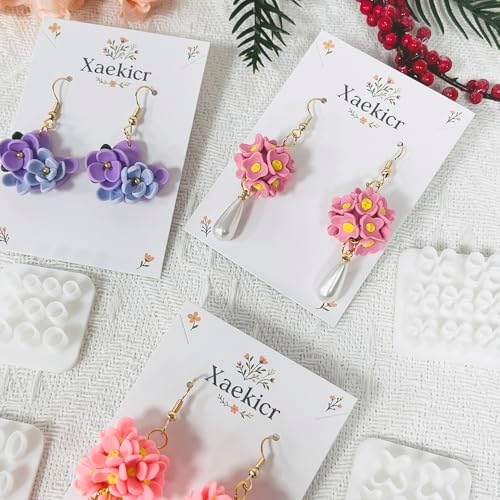 Xaekicr 4PCS Polymer Clay Molds for Flower Earrings – Silicone Clay Cutters for DIY Floral Jewelry Making, Clay Tools for Polymer Clay Earring Craft