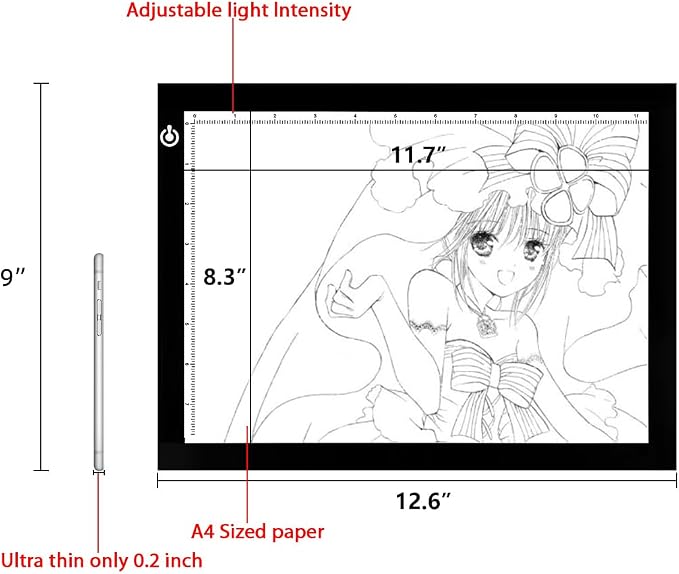LitEnergy A4 LED Copy Board Light Tracing Box, Adjustable USB Power Artcraft LED Trace Light Pad for Tattoo Transferring, Drawing, Sketching, Animation, Stenciling, Diamond Art Painting Accessories