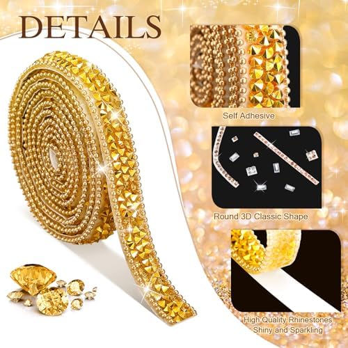 Xinnun 5 Rolls Rhinestone Ribbon,Multi Color,0.59 Inch,Mixed Style