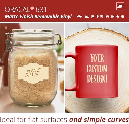 ORACAL 631 Matte Ivory Vinyl Durable Roll Easy to Weed Permanent Adhesive Craft Vinyl for Plotting Machines, Decals & DIY Projects 12” x 10ft