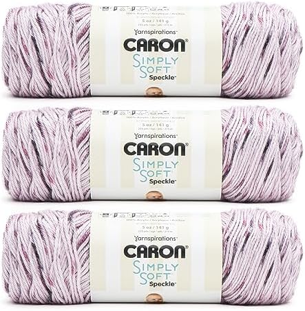 Caron Simply Soft Speckle Acrylic Yarn for Crocheting, Wisteria, 3-Pack